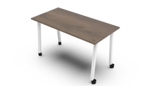 Load image into Gallery viewer, desk/table casters in plank coffee oak in white finish
