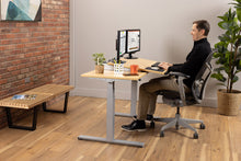 Load image into Gallery viewer, wood adjustable desk, sit-to-stand base model in sand maple
