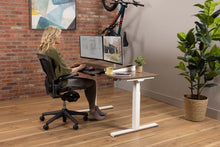 Load image into Gallery viewer, wood adjustable desk, sit-to-stand base model
