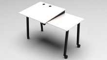 Load image into Gallery viewer, mini mobile desk with white finish and black trim
