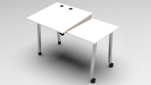 Load image into Gallery viewer, mini mobile desk with white finish and silver trim
