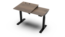 Load image into Gallery viewer, wood adjustable desk, sit-to-stand base model in plank coffee oak with black finish
