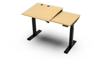 Load image into Gallery viewer, wood adjustable desk, sit-to-stand base model in sand maple with black finish
