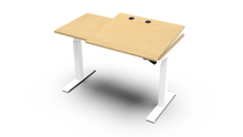 Load image into Gallery viewer, wood adjustable desk, sit-to-stand base model in sand maple with white finish
